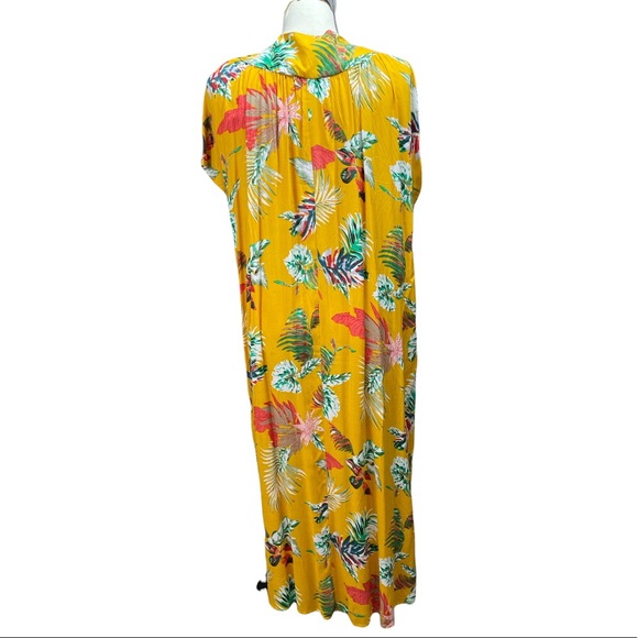 NWT UMGEE Yellow Tropical Print Kimono Duster Short Sleeve Cardigan Small - Picture 2 of 10